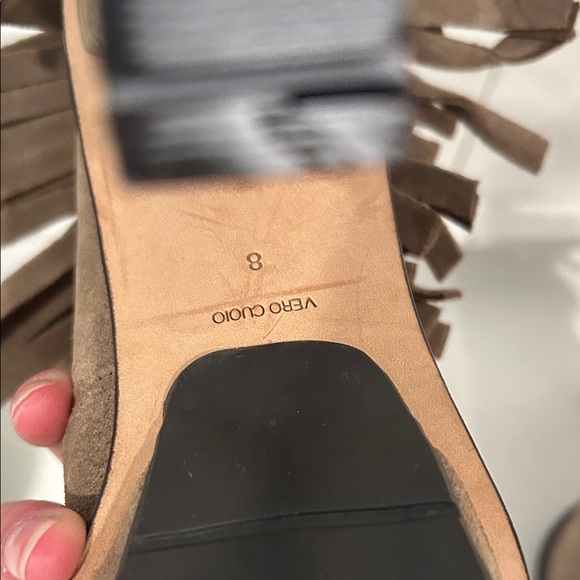 Brian Atwood Brown Fringed Heeled Boots w/ brass heel & toe plates - Picture 3 of 7